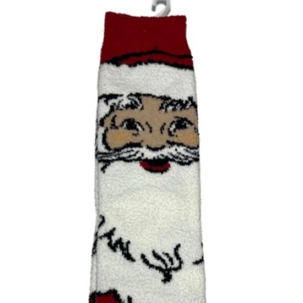 NWT 3 Pair Wondershop Santa Face Plush Holiday Novelty Christmas Socks Red White